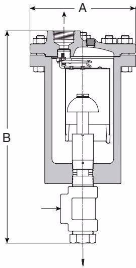 Armstrong 自动压差式疏水控制器 – 30-DC 系列 Armstrong 30-DC Series dimensional drawing