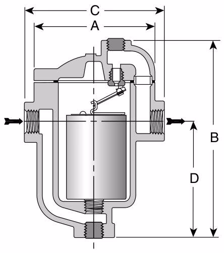 Armstrong 800/811/812/813 Inverted Bucket Steam Trap - Dimension Drawing