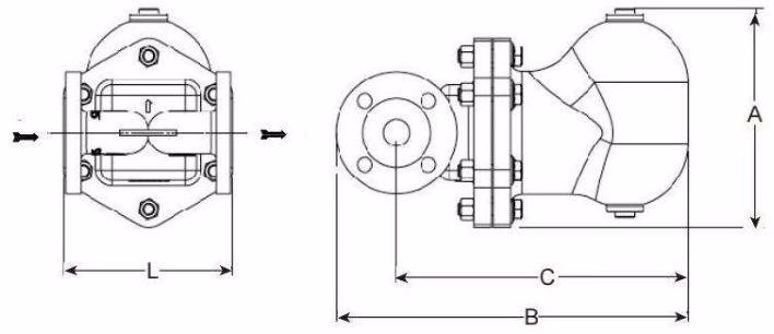 Armstrong AIC-FH Float & Thermostatic Steam Trap - Dimension Drawing