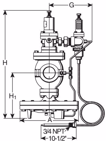Armstrong 膜片控制温度调节器 – OB-2000 系列 Armstrong OB-2000PT Series dimensions and weights