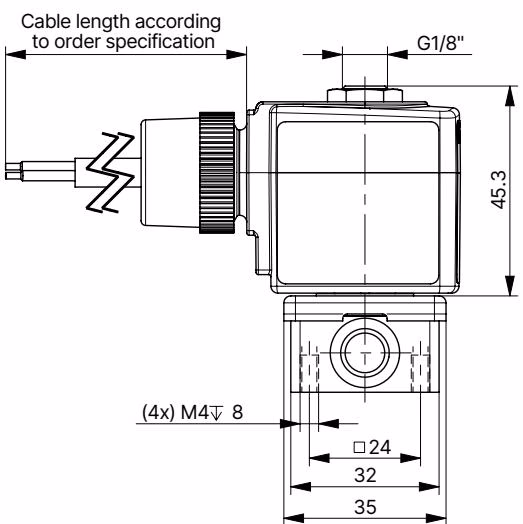 BURKERT 134248 (Type 6013) ATEX/IECEx cable variant dimensions