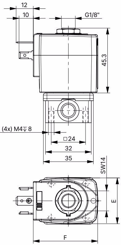 BURKERT 134248 (Type 6013) standard variant dimensions