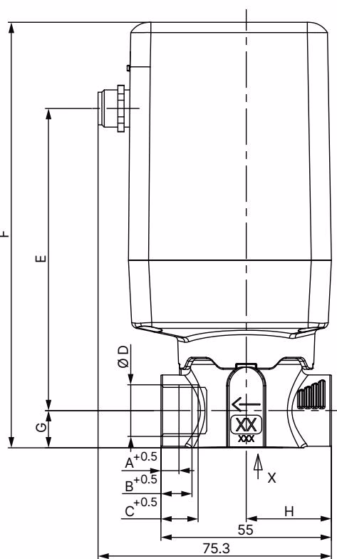 BURKERT 20010785 Burkert 3280 threaded variant dimensions
