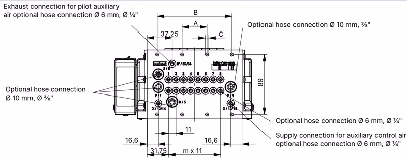 BURKERT 20023496 Burkert 8652 dimensions for 4-, 8- and 12-fold variants