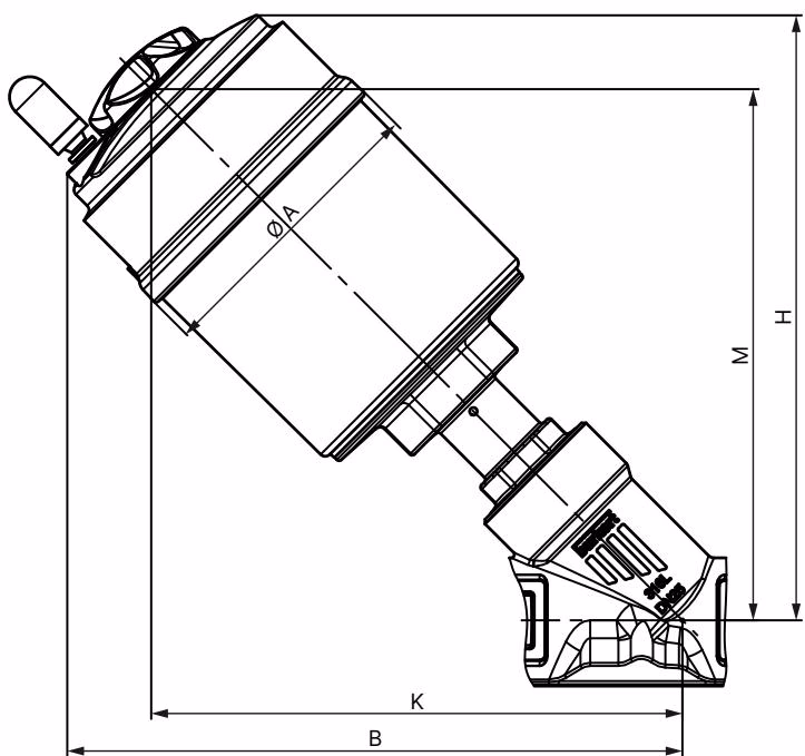BURKERT 20024531 Type 2100 actuator dimensions