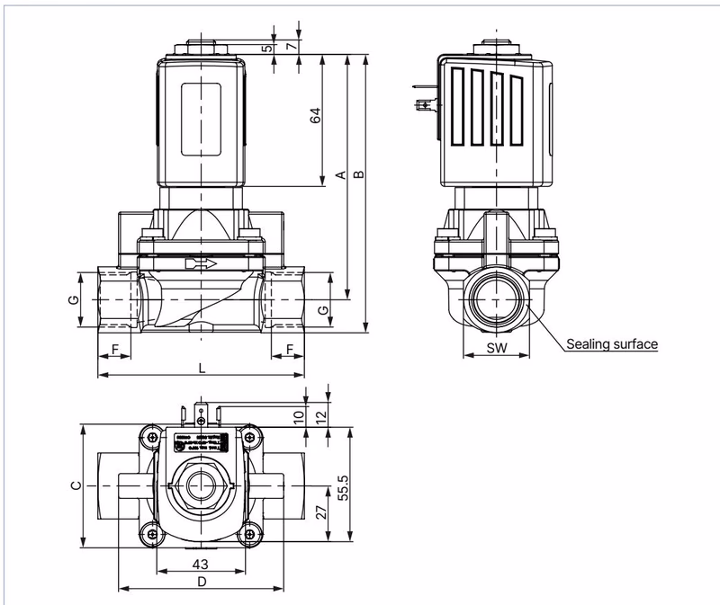 Burkert 20041629 Type 5406 dimensions drawing
