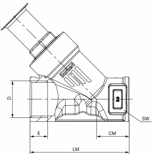 Бюркерт BURKERT 20047141 Бюркерт (BURKERT) 3320 размеры корпуса с резьбовым соединением