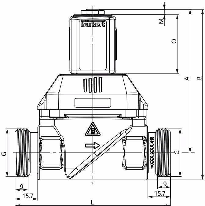 宝德 BURKERT 20051202 宝德 BURKERT 6213 炮铜版本带外螺纹接口尺寸图