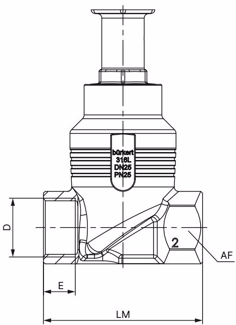 宝德 BURKERT 20075103 宝德 BURKERT 3361 型带螺纹接口的阀体尺寸图