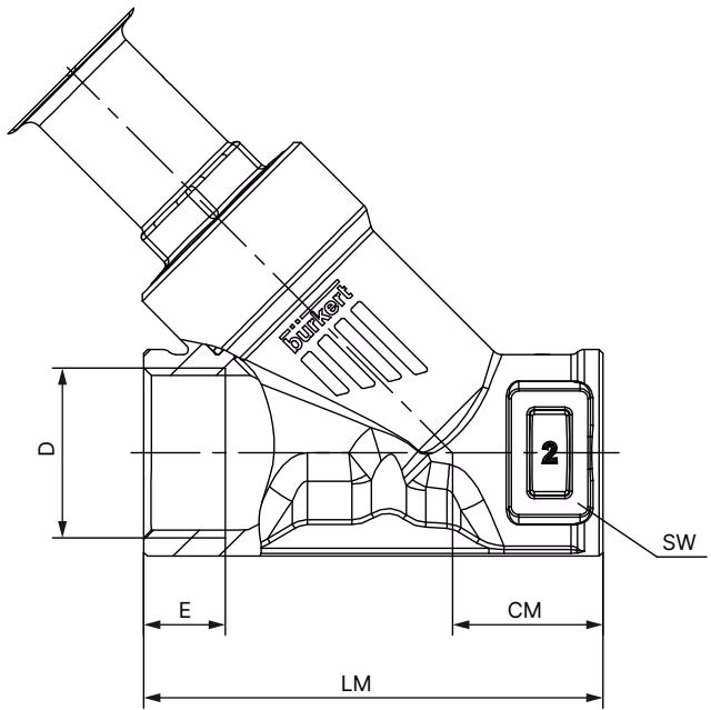 BURKERT 20083724 BURKERT Type 2920 body with threaded connection dimensions