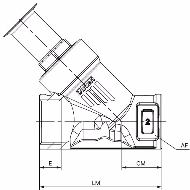 Бюркерт (Burkert) 20085271 Тип 2100 размеры резьбового корпуса