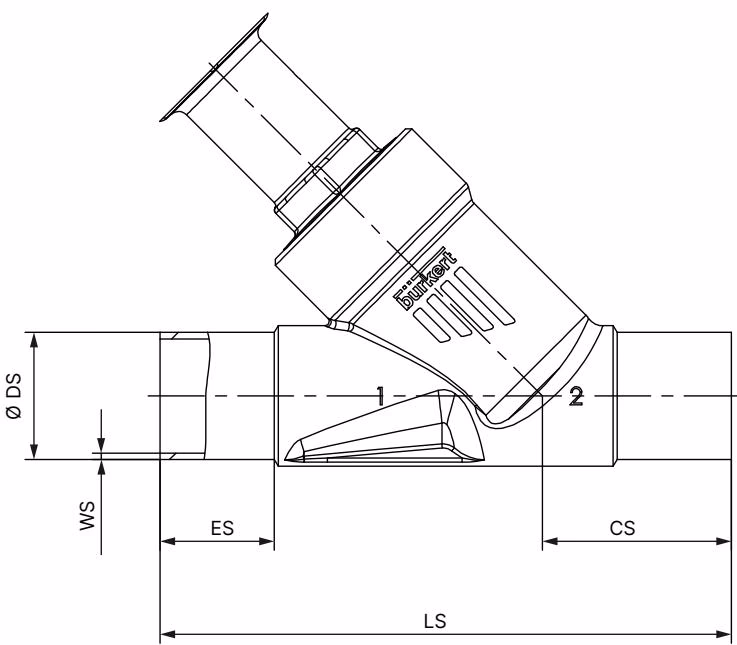 Burkert 20094641 Type 2960 welded body dimensions