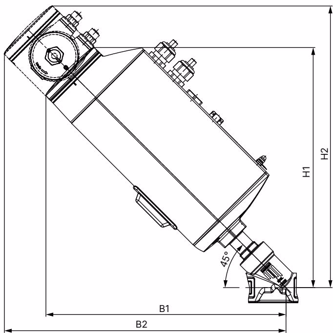 BURKERT 20107485 Burkert 3320 dimensions for AG2 actuator