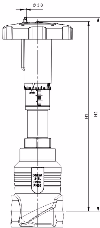 BURKERT 20111677 Burkert Type 2921 actuator dimensions