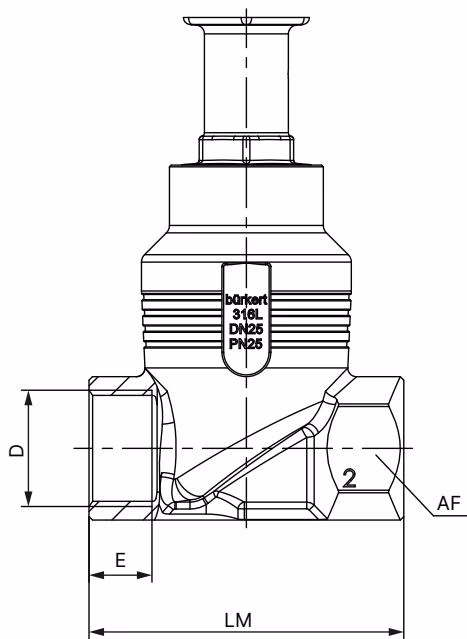 宝德 BURKERT 20111677 宝德 (Burkert) 2921 型带螺纹接口的阀体尺寸