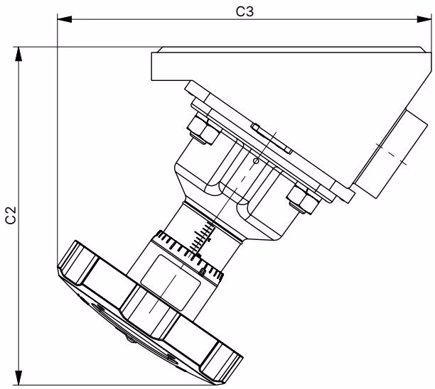 BURKERT 20127732 Burkert Type 2935 dimensions for manual actuator with tank bottom body