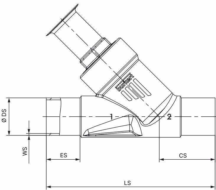 BURKERT 20137400 Burkert 2920 body with welded connection dimensions