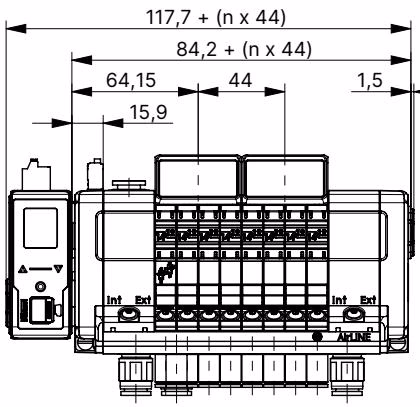 BURKERT 20140437 Type 8652 dimensions for 4, 8, and 12-fold variants
