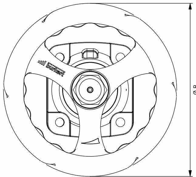 BURKERT 20143365 Type 2933 manual actuator dimensions
