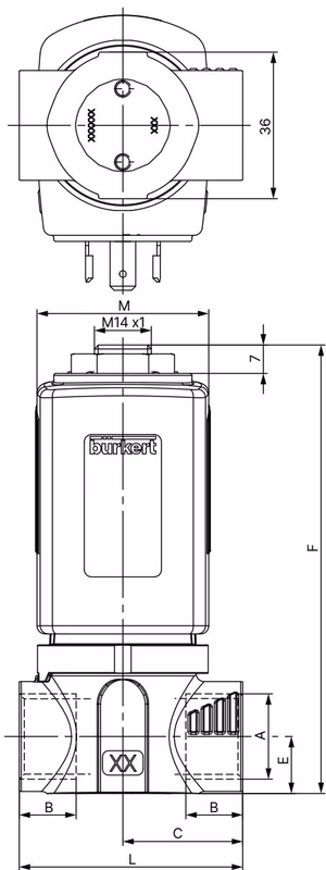 宝德 BURKERT 307840 标准版本尺寸图