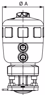 BURKERT 323642 Type 2032 actuator dimensions for diaphragm sizes 65 to 100
