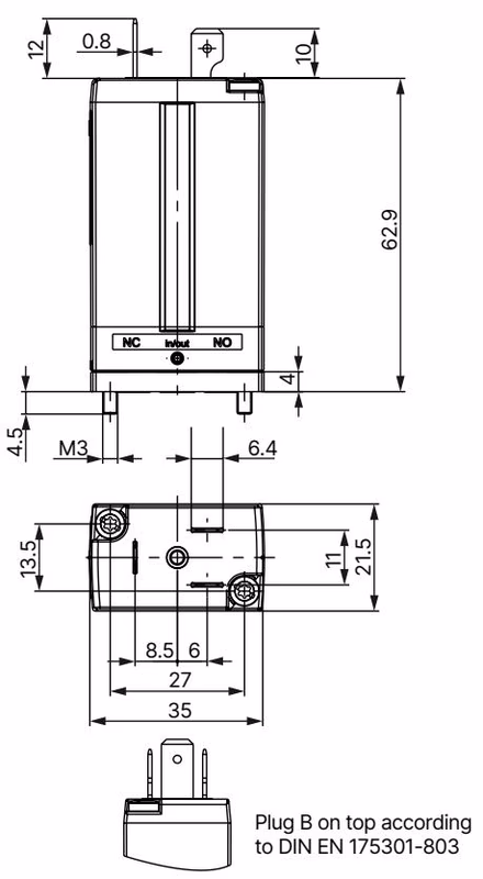 Burkert 325429 Type 6628 dimensions for sub-base variant