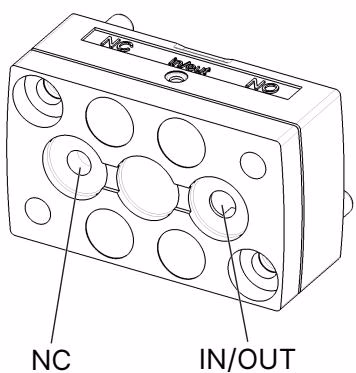 Burkert 325429 Type 6628 assignment of fluidic connections normally closed