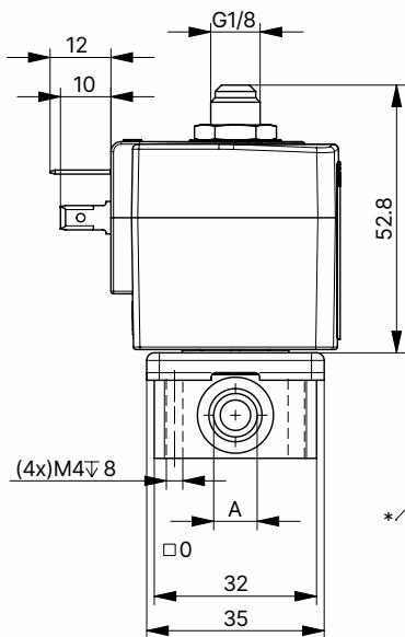 BURKERT 332732 standard variant dimensions