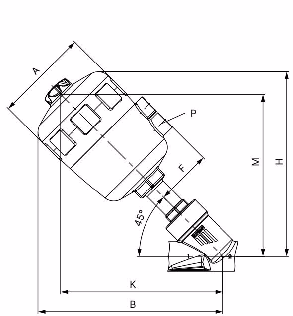 Бюркерт (BURKERT) 344633 Тип 2000 чертеж с размерами привода