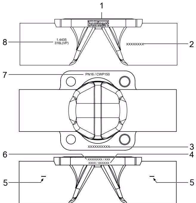 BURKERT 348199 Labelling on tube valve body