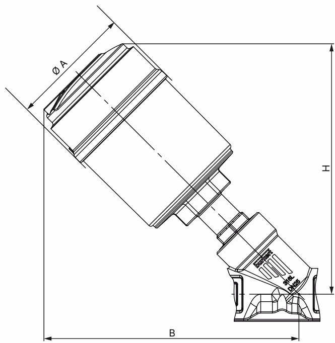 BURKERT 355464 Burkert Type 2300 actuator dimensions diagram