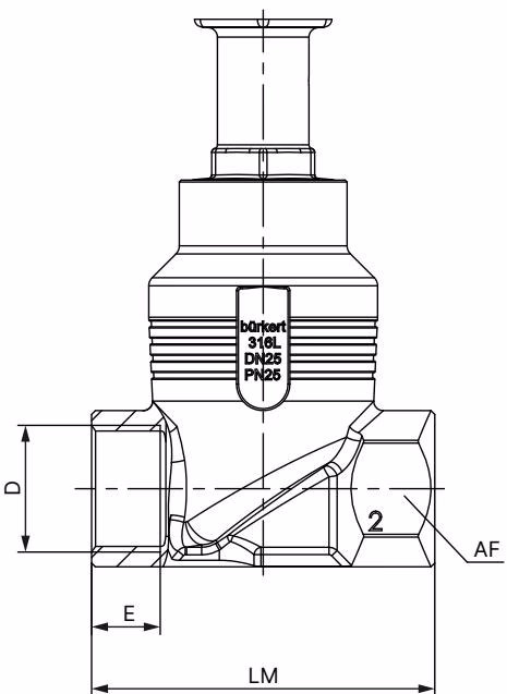 BURKERT 367345 Burkert 3361 body with threaded connection dimensions