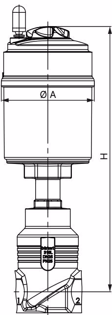 BURKERT 368144 Burkert Type 2101 actuator dimensions drawing