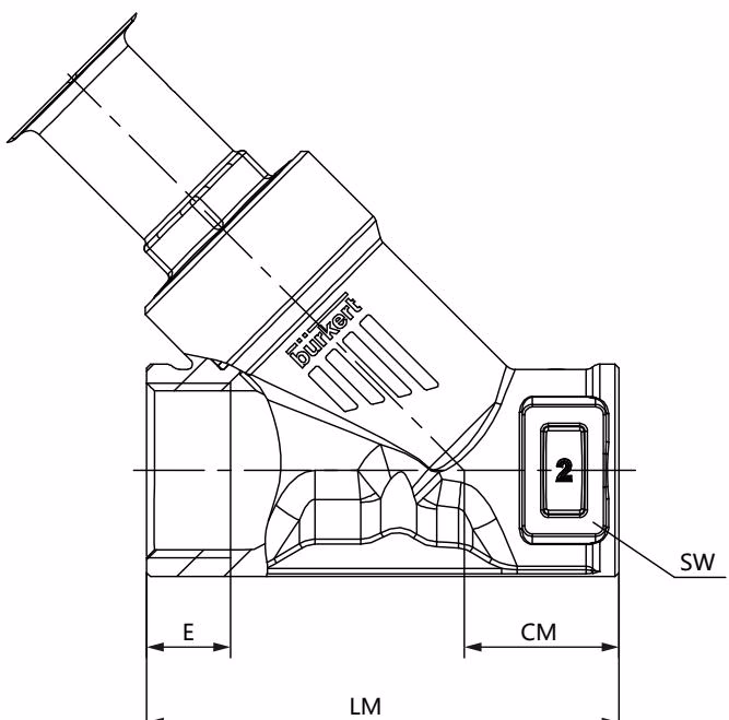 宝德 BURKERT 387583 2060 型带螺纹接口的阀体尺寸