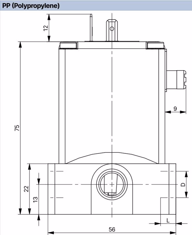 Burkert 43334 Type 0330 dimensions for plastic body
