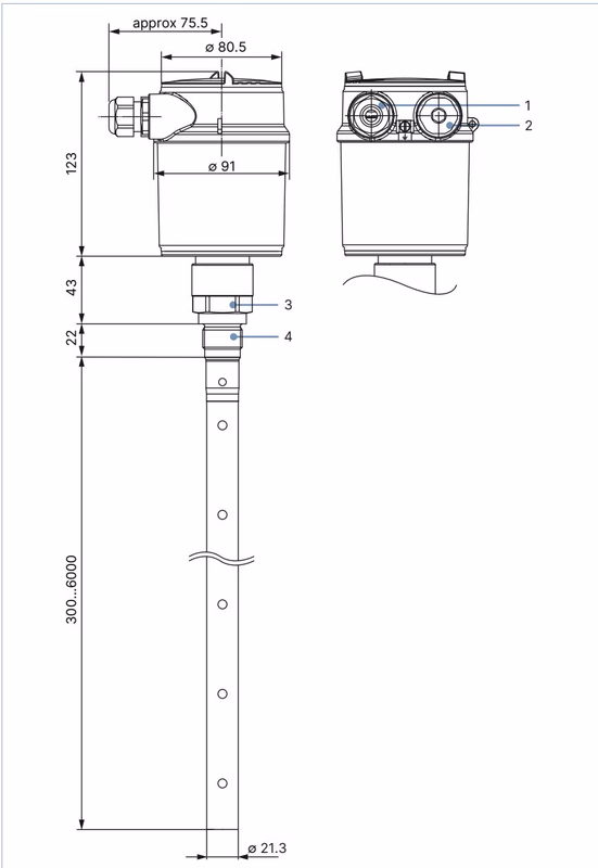 Бюркерт (Burkert) 573599 Type 8188 размеры коаксиального зонда