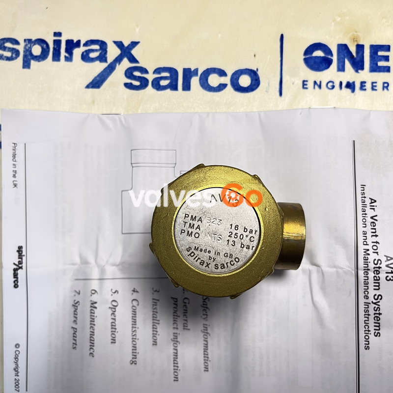 Spirax Sarco 1/2" AV13 Steam System Air Vent Valve - Nameplate