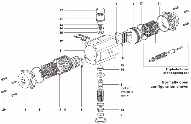 Spirax Sarco BVA300 Series Pneumatic Actuator - Spare Parts Diagram