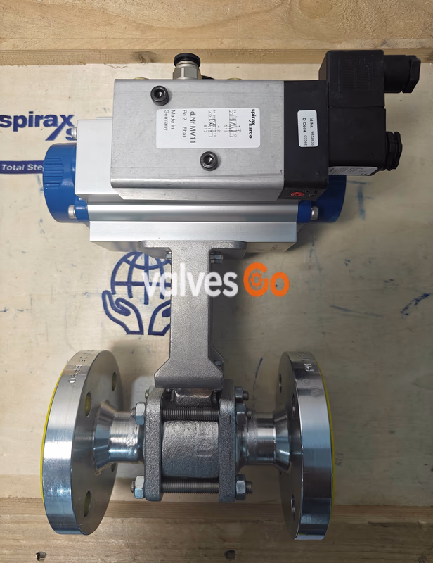 Spirax Sarco Pneumatic Ball Valve Complete Set - Back (DN20 M10Si2AUTO ISO PN40 Ball Valve + BVA310S/8 Actuator + BVL300X + MV11 Solenoid Valve)