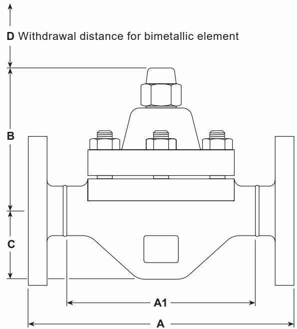 Spirax Sarco HP45 Bimetallic Steam Trap Dimensions
