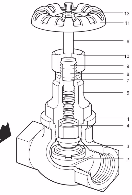 Spirax Sarco HV3 Bronze Globe Valve - Structure Drawing