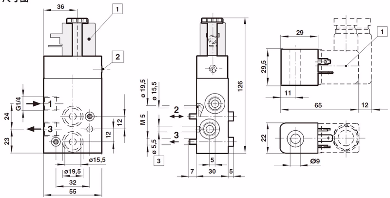 Spirax Sarco MV NAMUR solenoid valve dimensions