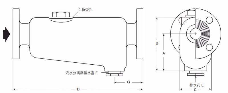 斯派莎克 Spirax Sarco S13 球墨铸铁汽水分离器 - 尺寸图