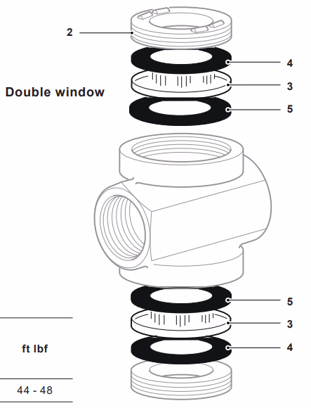 Spirax Sarco Double Window Sight Glass - Spare Parts Diagram