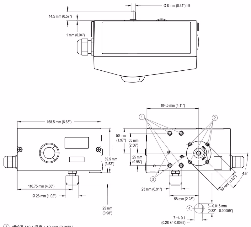 Spirax Sarco SP7 smart positioner – dimensions