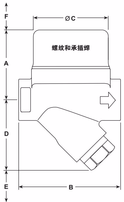 斯派莎克 Spirax Sarco TDC46M 尺寸图 - 螺纹与承插焊连接