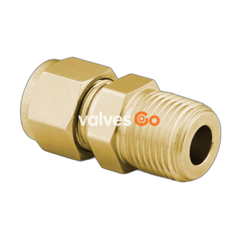 Swagelok B-1210-1-8 Brass Swagelok Tube Fitting, Male Connector, 3/4 in. OD x 1/2 in. Male NPT