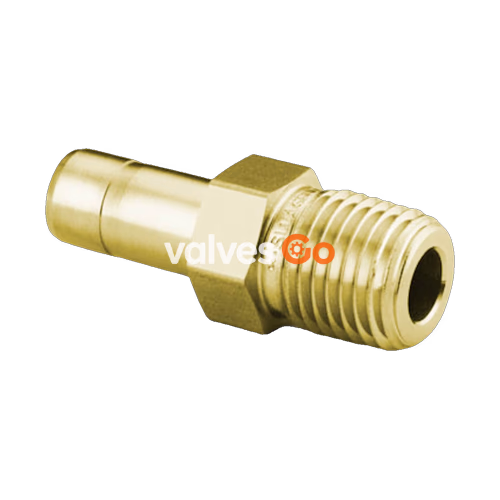 Swagelok B-4-TA-1-4 Brass Male Tube Adapter, 1/4 in. Tube OD x 1/4 in. Male NPT