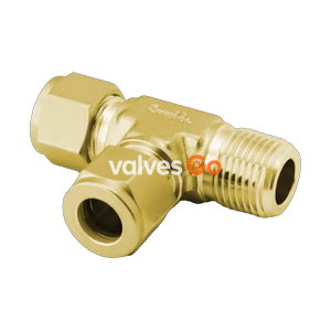 Swagelok B-400-3-4TMT Brass Tube Fitting, Male Run Tee, 1/4 in.