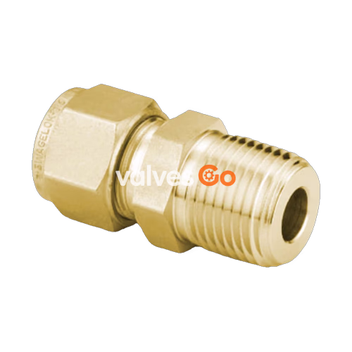 Swagelok B-8M0-1-4 Brass Male Connector, 8 mm Tube OD x 1/4 in. Male NPT